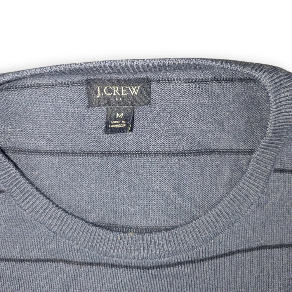 J.Crew Marina Wool Striped blue Base Layer lightweight sweater Men's Size Medium